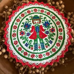 Vintage Tiroler Webkunst Folk Art Doily Mat